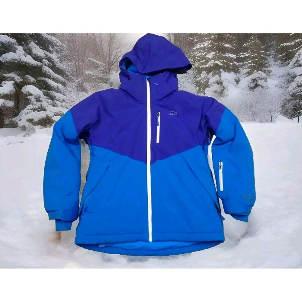 L.L. Bean TEK Ski Jacket Youth Medium 10-12 Blue Purple Excellent Fleece‎ Lined